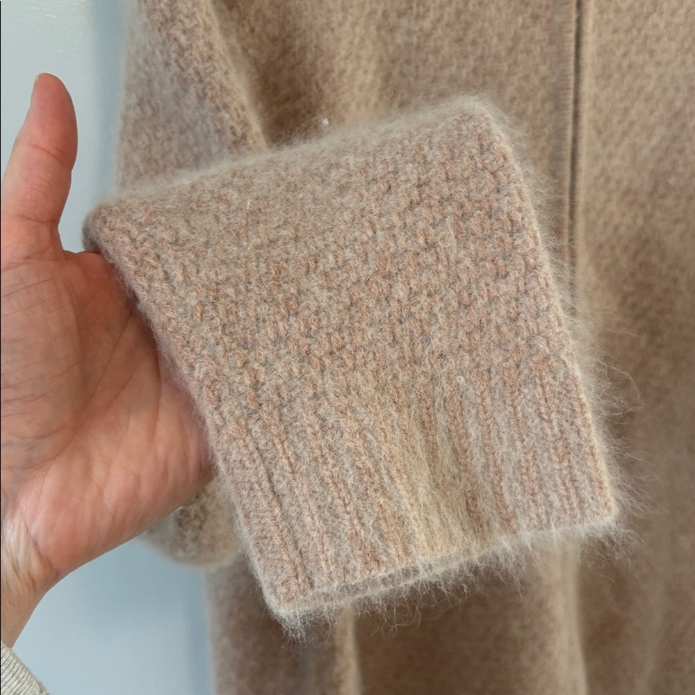 360 Cashmere Sweater Wool Zipper Cardigan Beige Sz Small Grandpacore Neutral - Picture 6 of 12